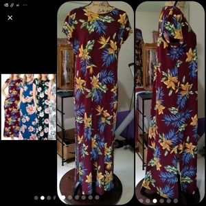 NEW NEW 2X SHEATH FLORAL ON BURGUNDY